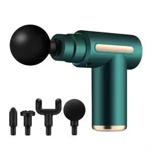 Fascia Gun - Muscle Massage Gun - Handheld Deep Tissue Massager - Percussion Chiropractic Massager with 6 Adjustable Speeds and 4 Heads for Athletes to Relief Pain and Relax (Dark Green)