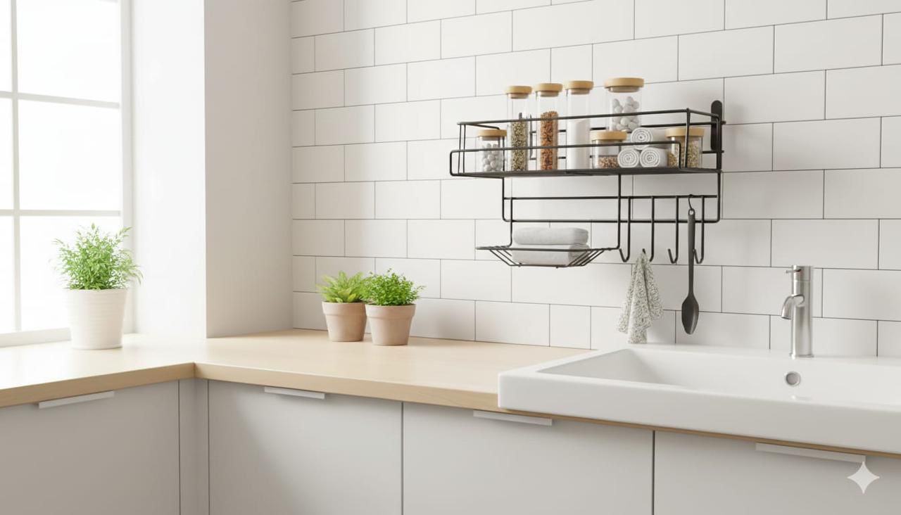 Self-Adhesive Kitchen & Bathroom Storage Rack